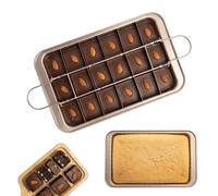 GREENSAPPIRE Brownie Tin 19.5x40cm Brownie Pan Non-Stick Baking Tray 18 Slot Rectangular Carbon Steel Brownies Pan Traybake Tin Chocolate Cake Tin for Oven Baking Roasting Cake Cookies (1PCS)