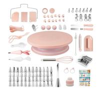GREENSAPPIRE Cake Decorating Kit 137pcs Cake Decorating Supplies with Revolving Turntable, Piping Tips, Pastry Bags, Spatulas & Fondant Tools, Cake Baking Set for Beginners & Professionals (Pink)
