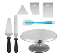 GREENSAPPIRE Cake Decorating Kit 137pcs Cake Decorating Supplies with Revolving Turntable, Piping Tips, Pastry Bags, Spatulas & Fondant Tools, Cake Baking Set for Beginners & Professionals (Silver)