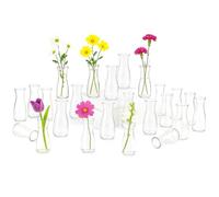 GREENSAPPIRE Clear Glass Bud Vase Set, Vases, Vase Flowers Glass Small Flower Vases 14x6cm, Modern Minimalist Glass Vases for Flowers, Pampas, Tulips, Home Table Wedding Decor (24-PCS)