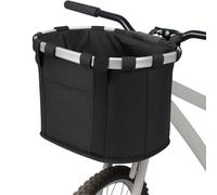 GREENSAPPIRE Collapsible Canvas Bike Basket - Detachable Front Bicycle Basket for Pets, Shopping, Camping, and Outdoor Use, Black Dog Carrier and Multi-Purpose Storage