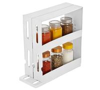 GREENSAPPIRE Expandable Rotating Spice Rack Organizer - 2-Tier White Plastic Turntable for Inside Kitchen Cabinets for Spices, Herbs, Condiments & Jars | Non-Slip Base for Tidy Cupboard Storage