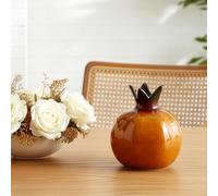 GREENSAPPIRE Flower Vase Ceramic Pomegranate Vase Decorative Ornament, Glossy Fruit Shape Flower Vases for Tabletop, Shelf & Kitchen Décor, Unique Home Accessory Gift (Brown)