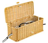 GREENSAPPIRE Handmade Rattan Cable Tidy Box - Stylish Cable Management Box & Under-Desk Cable Organiser Box with Lockable Lid, Side Openings for Power Strip, Home & Office Wire Tidy Cable Box
