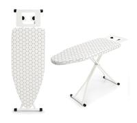 GREENSAPPIRE Ironing Boards 110x32cm Adjustable Heights Folding Ironing Board with 6 Heights (66-77cm), Lightweight Iron Board with Cotton Cover, Non-Slip Feet & Iron Rest (White Square)