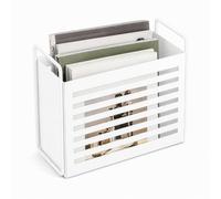 GREENSAPPIRE Magazine Rack & File Holder, Metal Magazine Stand for Books, Newspapers, Magazines & Tablets, Mail Organizer Bin for Home, Office & Dorm (White)
