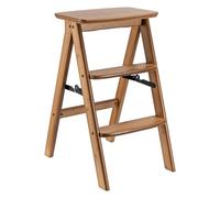 GREENSAPPIRE Natural Bamboo 3-Tier Folding Step Stool Ladder Thick Solid Bamboo Portable Multi-Function Folding LadderFootrest for Kitchen, Bedroom, Outdoor House-Warming Gift Friendly