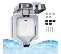 GREENSAPPIRE Outdoor Waterproof Fused Spur Switch IP66 13A Switched Connection Unit with Power Indicator, Heavy Duty Fused Outlet for Garden, Garage, Bathroom, ABS Casing & Pure Copper Core