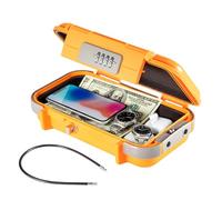 GREENSAPPIRE Portable Safe Box with 4-Digit Code, Waterproof & Anti-Theft Travel Lock Box, Mini Combination Security Safe with Removable Steel Cable for Beach, Car, Office, Hotel & Vacation (Orange)