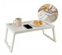 GREENSAPPIRE Tray with Legs Folding Table 64.5x36x25cm Folding Bed Tray Table with Legs, Breakfast Tray Portable Lap Desk for Sofa, Ultra-Thin Foldable Design (Only 3 cm) for Reading (White)