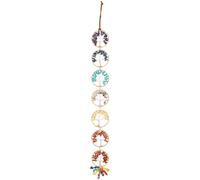 GREENSAPPIRE Tree of Life Metal Wall Art,Set of 7 Chakra Tree Decor with Vibrant Multicolor Stones,Tree of Life Chakra Stones Healing Crystals Hanging Ornament 75cm Total Length Spiritual Wall Hangin