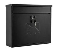 GREENSAPPIRE Wall-Mounted Mailbox - Lockable, Weatherproof, Elegant and Modern Design, Durable Metal Postbox, Suitable for Home or Office 36x32x11.5CM (Black)