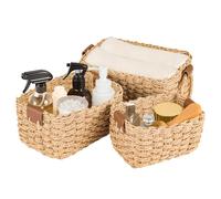 GREENSAPPIRE Woven Wicker Storage Baskets Set of 6 Paper Rope Storage Boxes, Decorative Bin Organizers for Cupboards, Drawers, Closet, Shelves Dresser (6)