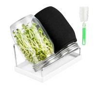 GREENSAPPIRE2-Pack 1000ml Sprouting Jar Set - Glass Seed Sprouting Kit with Breathable Mesh Lids for Broccoli, Alfalfa & Wheatgrass, Mason Jar Germination Kit for Indoor Gardening