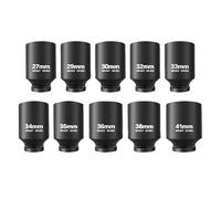 Greensen 1/2-inch Trip Deep Socket Set Metrik 27mm-41mm CR Mo Stahlstahl for The Repair of Home Cars