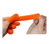 Greensen 100 Pack Latex Finger Cots, Rubber Finger Sleeves for Protection, Reusable Covers for Prevention (Orange)