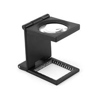 Greensen 10X Magnifier Loupe, Pocket Magnifying Glass with Scale Compact Design Stand for Watch Industry Map Reading Black