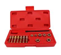 Greensen 15pcs Metric Thread Chaser Set Carbon Steel Rethreading Tap Die Kit Thread Repair Set for Nuts Bolts Studs with Durable Blow Box for Various Metals