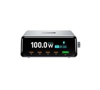Greensen 265W GaN Charger, 5 Port Fast Charging Station with 2.3 Inch HD Screen Real Time Power Display, for Laptop Tablet Phone Earbuds (UK Plug)