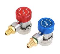 Greensen 2Pcs R134A AC Quick Couplers, 90° Brass 1/4" Flare Hi/Lo Adapters