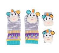 Greensen Adorable Baby Wrist Rattles Toy Polyester Material Animal Pattern Infant Rattle Socks Set for Visual Exercise, Soothing Play (Type 6)