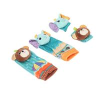 Greensen Adorable Baby Wrist Rattles Toy Polyester Material Animal Pattern Infant Rattle Socks Set for Visual Exercise, Soothing Play (Type 2)