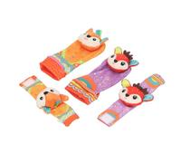 Greensen Adorable Baby Wrist Rattles Toy Polyester Material Animal Pattern Infant Rattle Socks Set for Visual Exercise, Soothing Play (Type 3)