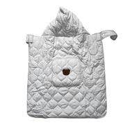 Greensen Baby Carrier Cover, Windproof Sun Shielding Stroller Blanket with Playful Cartoon Hood for Newborns, Car Seat, Outdoor Adventures (Beige)