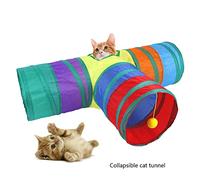 Greensen Cat 3 -Ways Tunnel Interactive Collaborative Cat Tube Improvement of the Pet Relationship for Interior Games Colorful Three Ways Polyester