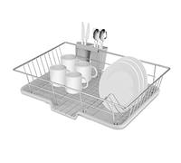Greensen Dish Drainer Rack, Sink Drainer with Drip Tray, Cutlery Drainer