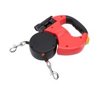 Greensen Dual Retractable Dog Leash with Night Light Double Headed Extendable Pet Leash for 2 Dogs Walking, Adjustable Length, One Press Safety Lock (Red)