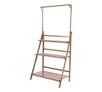 Greensen Flower Stand Plant Stand Foldable Plant Shelf Hanging Multistory Bamboo Shelf 3 Levels Ladder Shelf for Indoor Balcony Living Room Outdoor Garden Decoration Wood, 96 x 68.5 x 40 cm