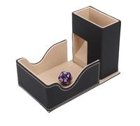 Greensen Foldable Dice Tower, PU Leather Magnetic Rolling Tower with Velvet Lining for D&D RPG Table Games (Black Gold)