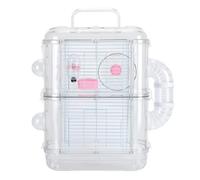 Greensen Hamster Cage, Double Layer Rat Cage with Large Front Door and Tunnel Connection Design, Handle, Multiple Locking Buckles, 2 Tiered Design for Dwarf Hamsters, Mice, Gerbils (2 Tier)