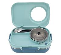 Greensen Insulated Bento Box Thermal Lunch Box 1100ml Double Decker with Flowproof Lid, Portable Food Container with Rust Resistant 304 Stainless Steel (Blue)