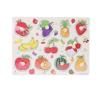Greensen Knob Wooden Puzzle, Wooden Cognitive Puzzle Toy for Kids with Round Hand Grip Bright Colors Number Animal Fruit Pattern to Enhance Cognitive Ability (A3016 (Fruit))