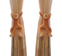 Greensen Little Monkey Cartoon Curtain Tiebacks, 2 Pack Cloth Fabric Curtain Clips Holders with Soft Lightweight Design for Living Room Bedroom Bathroom (5)