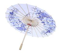 Greensen Oriental Parasol: Blossom Pattern Folding Oiled Paper, Rainproof Handmade Windproof, Chinese Classical Dance Blue Chinoiserie