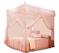 Greensen Princess Lace Net Three Side Openings By Washing Machine, Bed Canopy Net for Bedroom Decoration, 3 Side Openings Post Bed Curtain Canopy Netting (120 * 200 * 200#01)