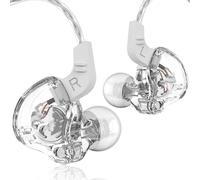 Greensen QKZ AK6 In Ear Headphones Universal 3.5mm HiFi Sport Earbuds with Microphone Graphene Dynamic Coil TPE Cable Gold Plated Plug for Running Phones Tablets Laptops (White)