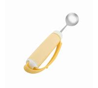 Greensen Rotating Eating Utensil, Adjustable Hand Strap 360 Degree Rotating Fork Spoon for Disabled Patients Elderly Arthritis, with Anti Slip Handle Food Grade Stainless Steel Silicone (Spoon)