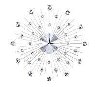 Greensen Silver Wall Clock Modern Silent Metal Clock, Mantel Clocks for Living Room Clock Creative Numeral Art Decoration Gift for Living Room Bedroom Office Hotel Cafe 51x51x5cm(Silver diamond)