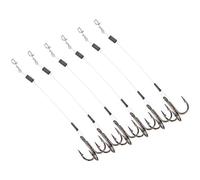 Greensen Stainless Steel Bait Hook Suit for Lure Fishing, 6 Pcs 10cm Fluorocarbon Wire Hooks in Hard Plastic Box, Easy to Carry and Control