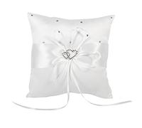 Greensen Wedding Cushion with Bow Spots, Double Hearts, Diamonds, Wedding Cushion, 20 x 20 cm (White)