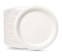 greensight 150 Pack Disposable Paper Plates 10 inch - Eco-Friendly, Sugarcane Strong Large White Plates 100% Biodegradable and Compostable Rigid Dishes for Party BBQ Picnic