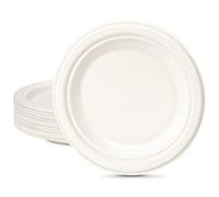 greensight Rigid Disposable Paper White Plates 100 Pack 7 inch - Eco-Friendly, Small Plates Strong Heavy Duty Compostable for BBQ Party Picnic Christmas