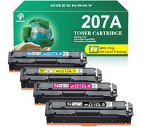 GREENSKY 207A with Chip Compatible for HP 207A 207X for HP Color Laserjet Pro MFP M283fdw Toner Cartridges M255dw M283fdn M283cdw M282nw M255nw W2210A M283 M255 M282 207A Black Cyan Yellow Magenta