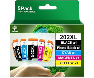 GREENSKY Compatible for Epson 202XL Ink Cartridges for Epson XP6100 Ink Cartridges for Epson XP6105 Ink Cartridges for Epson XP-6100 XP-6105 XP-6000 XP-6005 XP-6001 Printer (5 PACK)