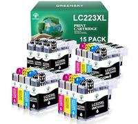GREENSKY LC223 Ink Cartridge Compatible Replacement for Brother LC223 for Brother DCP J4120DW MFC J4620DW MFC J680DW DCP J5625DW MFC J5320DW MFC J4625DW J4420DW J480DW J5720DW DCP J562DW Ink (15 Pack)