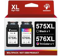 GREENSKY PG-575XL CL-576XL Replacement for Canon 575 576 lnk cartridges 575XL 576XL PG575 CL576 Black and Colour for Canon PIXMA TR4755i TS3750i TS3550i TS3551i TR4750i TR4751i TR4756i